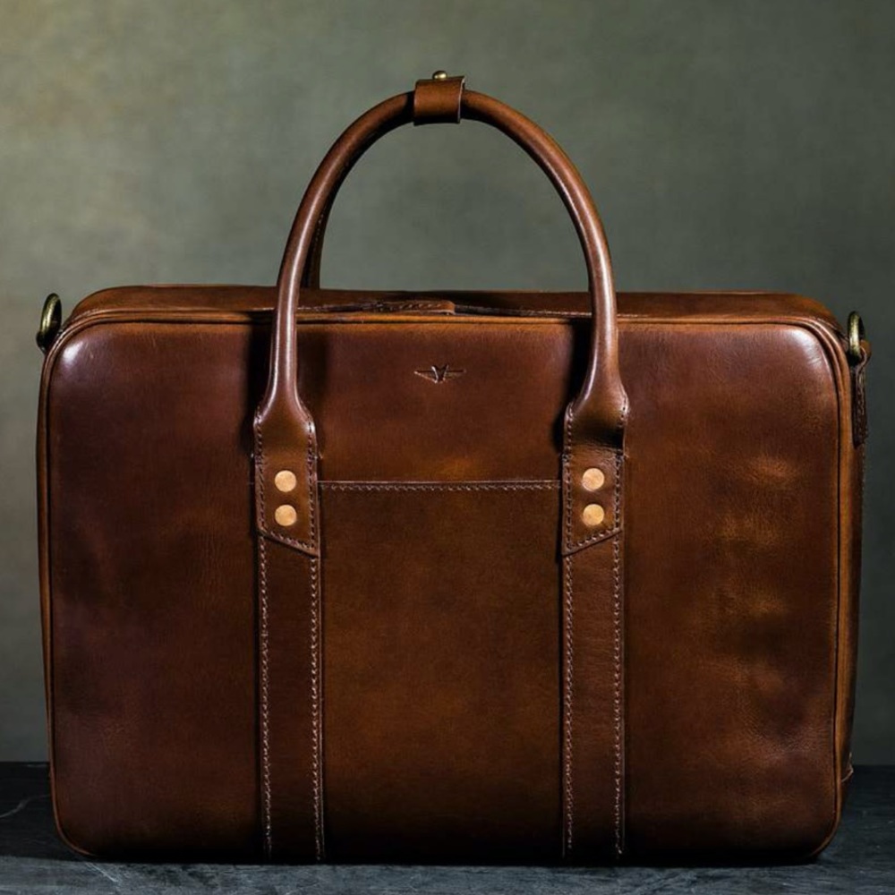 Satchel & Page Counselor Zippered Crossbody Leather Briefcase